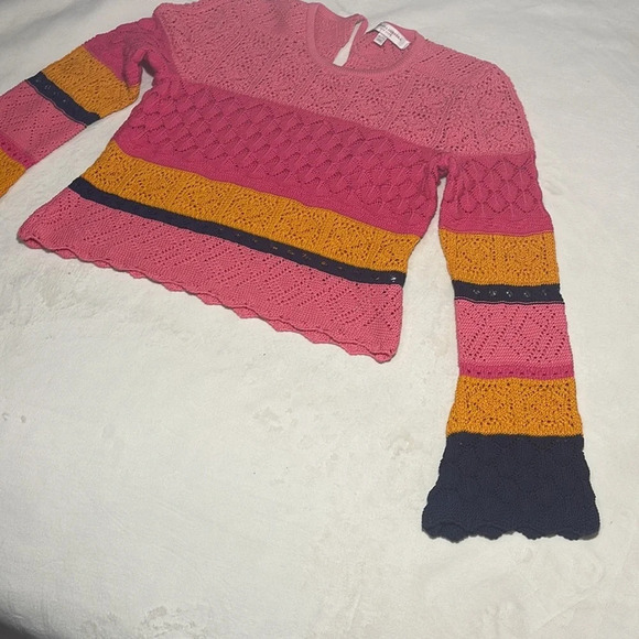 Carolina Herrera Striped Crochet Knit Top XL - Picture 7 of 13